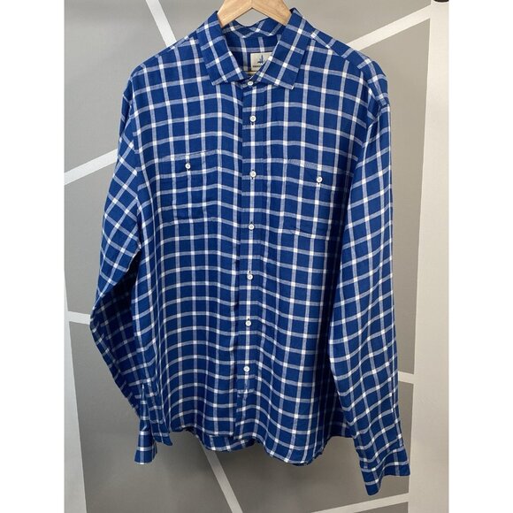 johnnie-O Other - Johnnie O Linen Button Down Shirt Men’s XL Blue Wake Check Plaid JMWL4890